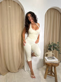 MÁLF Capri Slit Hem Leggings – Cream